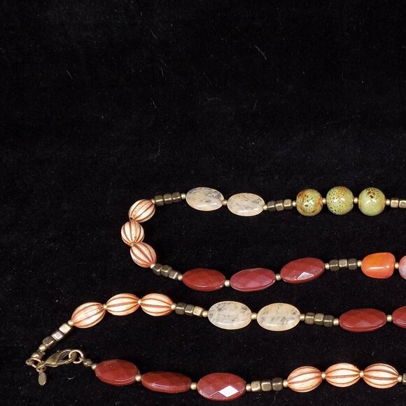 Premier Designs 54" Long Necklace Bronze Multi-color Stones Beads Mango Madness - Picture 8 of 8